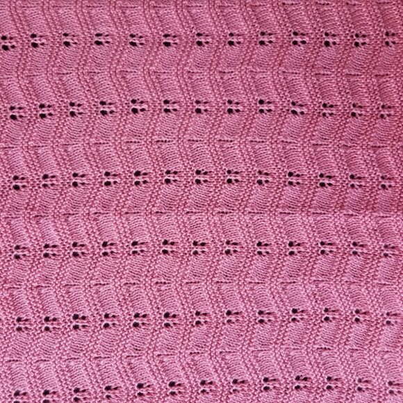 Hand Knit Baby Blanket in Strawberry Pink - Picture 5 of 8